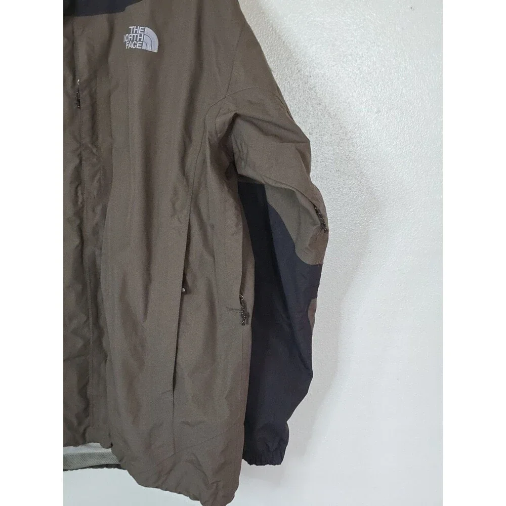 The North Face HyVent Rain Shell Jacket Mens XXL Brown Tan Hooded Waterproof Y2K